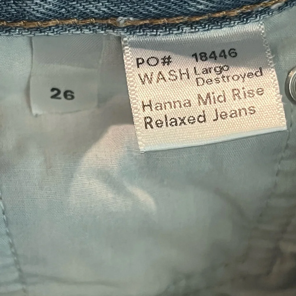 Reformation Womens Hanna‎ Mid Rise Relaxed Largo Destroyed Wash Jeans Size 26